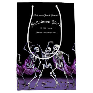 Gothic Purple Dancing Skeletons Halloween Medium Gift Bag