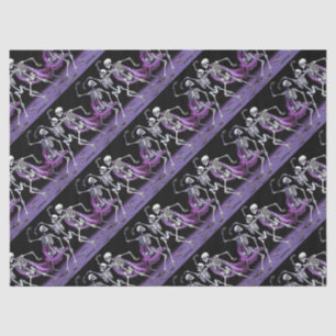 Gothic Purple Dancing Skeletons Pattern Wedding Tissue Paper