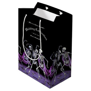 Gothic Purple Dancing Skeletons Wedding Favour Medium Gift Bag