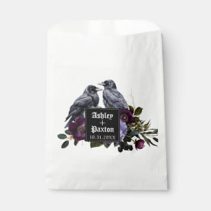 Gothic Purple Floral Bouquet with Ravens Favour Bags