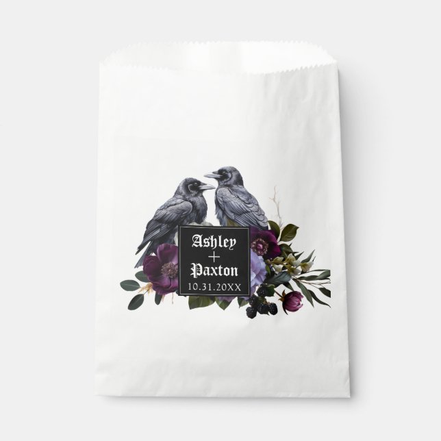 Gothic Purple Floral Bouquet  with Ravens Favour Bags (Front)