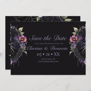 Gothic Purple Floral Spider Web Handfasting Save The Date