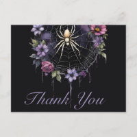 Gothic Purple Floral Spiderweb Thank You