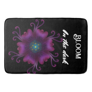 Gothic Purple Flower Dark Floral Botanical  Bath Mat