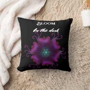 Gothic Purple Flower Dark Floral Botanical Cushion