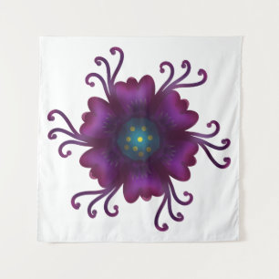Gothic Purple Flower Dark Floral Botanical Tapestry