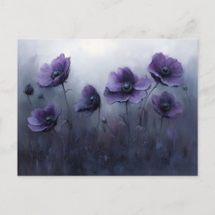 Gothic Purple Flowers Painting Postcard