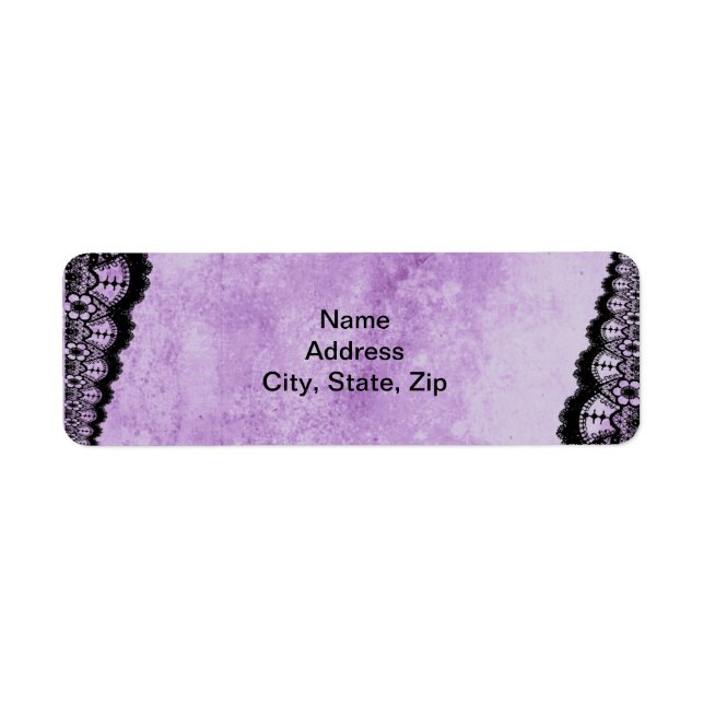 Gothic Purple Grunge Black Lace Wedding Address (Front)