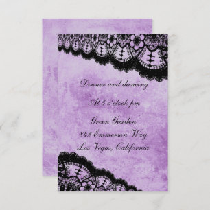 Gothic Purple Grunge Black Lace Wedding Reception Enclosure Card