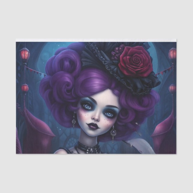 Gothic Purple Hair Beauty Decoupage Paper (Front)