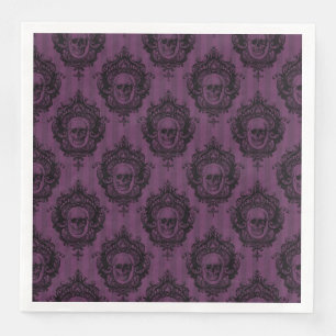 GOTHIC PURPLE HALLOWEEN SKULLS NAPKIN