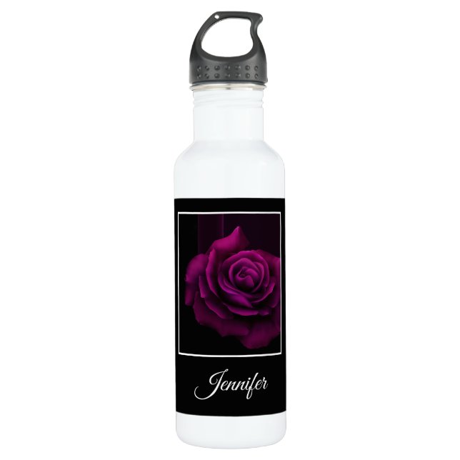 Gothic Purple-Red Rose Flower 710 Ml Water Bottle (Front)