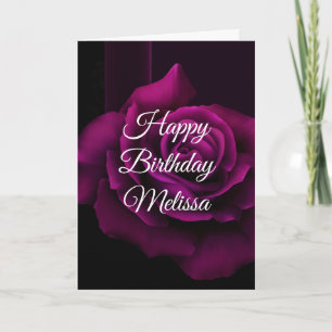 Gothic Purple-Red Rose Flower Birthday Card