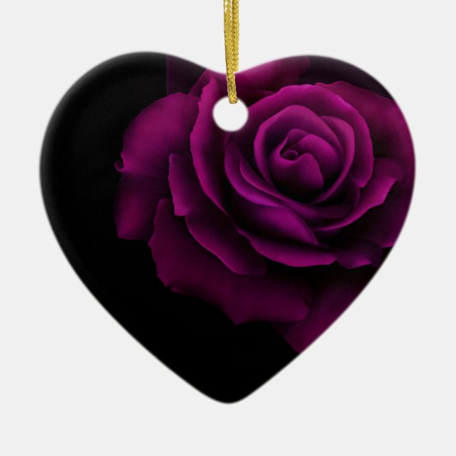 Gothic Purple-Red Rose Flower Ceramic Tree Decoration (Front)