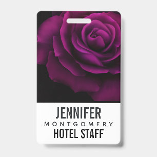 Gothic Purple-Red Rose Flower ID Badge