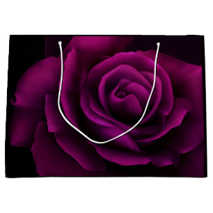 Gothic Purple-Red Rose Flower Large Gift Bag