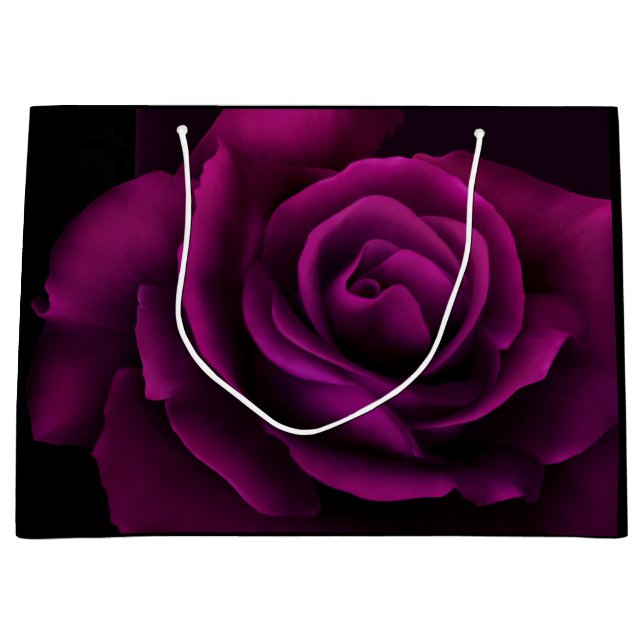 Gothic Purple-Red Rose Flower Large Gift Bag (Front)