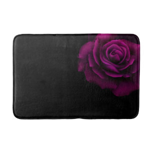 Gothic Purple-Red Rose Flower Monogram Bath Mat