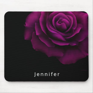 Gothic Purple-Red Rose Flower Mouse Mat