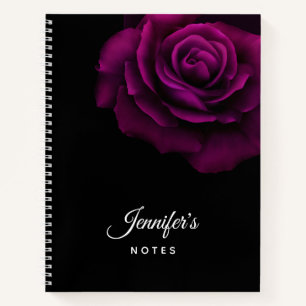 Gothic Purple-Red Rose Flower Notebook