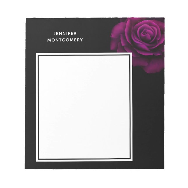 Gothic Purple-Red Rose Flower Notepad (Front)
