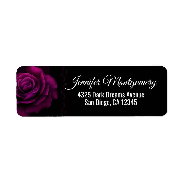 Gothic Purple-Red Rose Flower on Dark Background (Front)