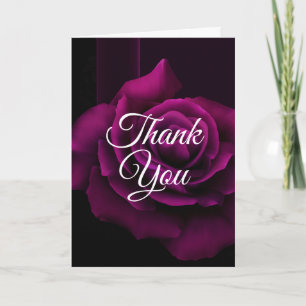 Gothic Purple-Red Rose Flower Party Thank You Card