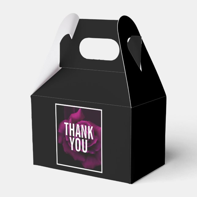 Gothic Purple-Red Rose Flower Thank You Favour Box (Front Side)