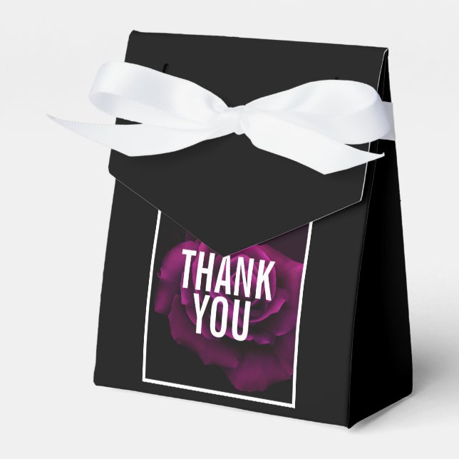 Gothic Purple-Red Rose Flower Thank You Favour Box (Front Side)