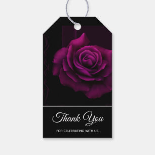 Gothic Purple-Red Rose Flower Thank You Gift Tags