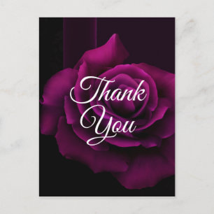 Gothic Purple-Red Rose Flower Thank You Postcard