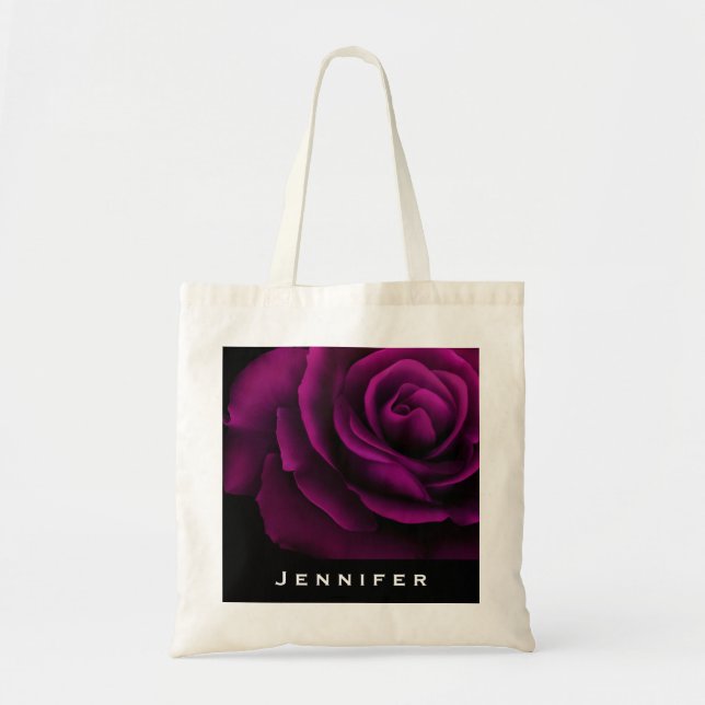 Gothic Purple Red Rose Flower Tote Bag (Front)