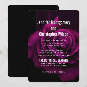 Gothic Purple-Red Rose Flower Wedding Invitation