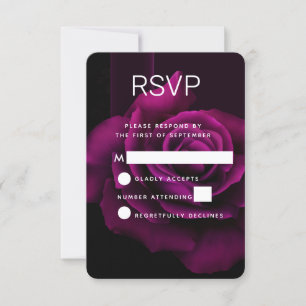 Gothic Purple-Red Rose Flower Wedding RSVP