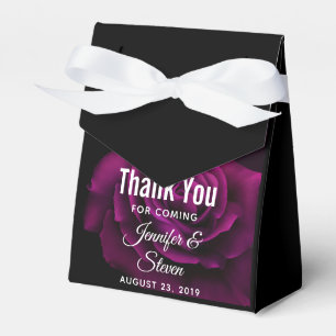 Gothic Purple-Red Rose Flower Wedding Thank You Favour Box