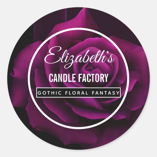 Gothic Purple Rose Candle / Soap Scent Classic Round Sticker (Front)