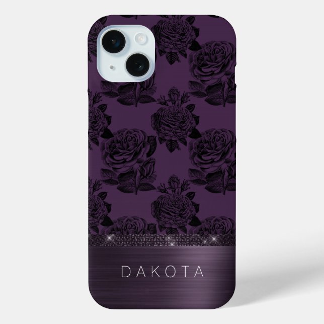 Gothic Purple Rose | Dramatic Edgy Moody Eggplant Case-Mate iPhone Case (Back)
