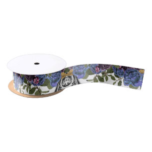 Gothic Purple Roses & Flourish Handfasting Satin Ribbon