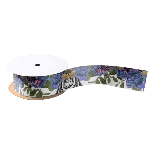 Gothic Purple Roses & Flourish Handfasting Satin Ribbon (Spool)