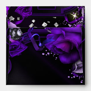 Gothic Purple Roses Skulls Square Invite Envelope