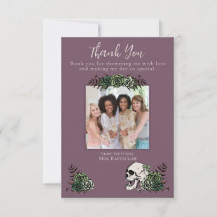 Gothic Purple Skull & Flowers Irish Bridal Shower Thank You Card