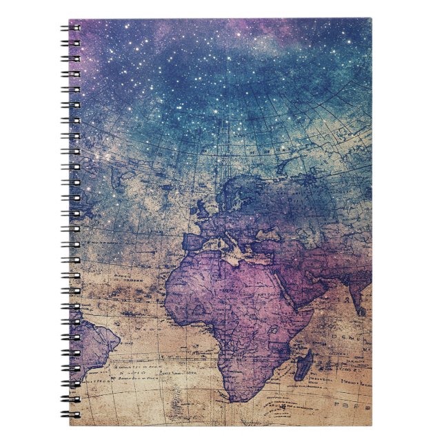 Gothic Purple Vintage Celestial Map Notebook (Front)