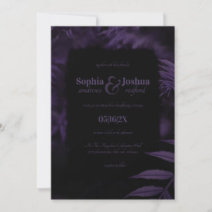 Gothic Purple Wedding Dark Leaves Handfasting Invitation