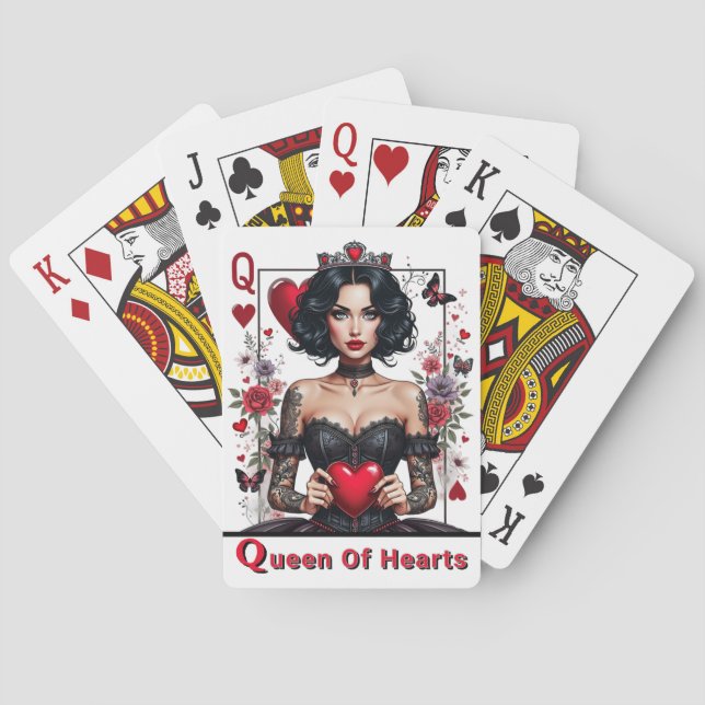 Gothic Queen Of Hearts Playing Cards (Back)