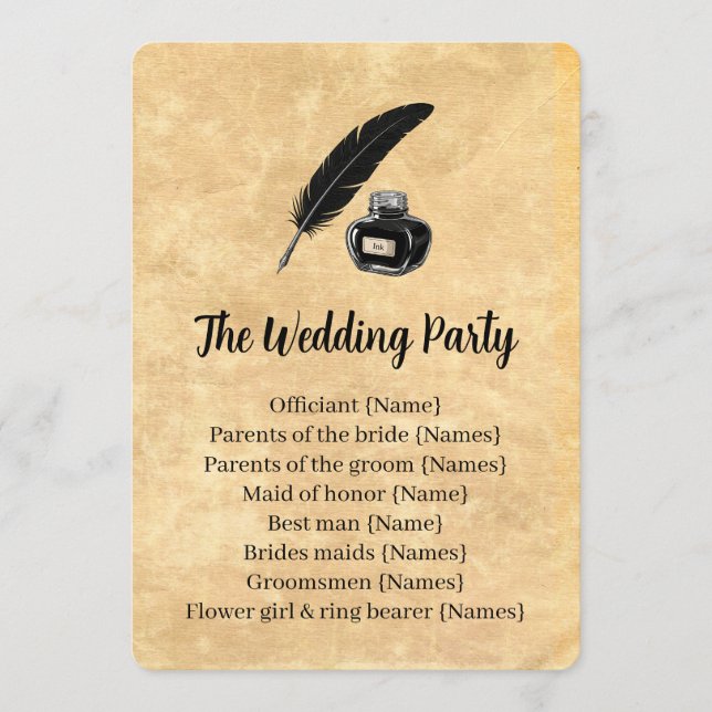 Gothic Quill Wedding Program Programme (Front)