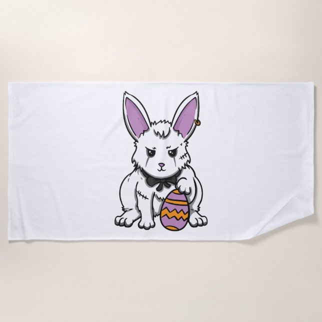 Gothic Rabbit Gothic Bunny Gothic Easter Emo Goth  Beach Towel (Front)