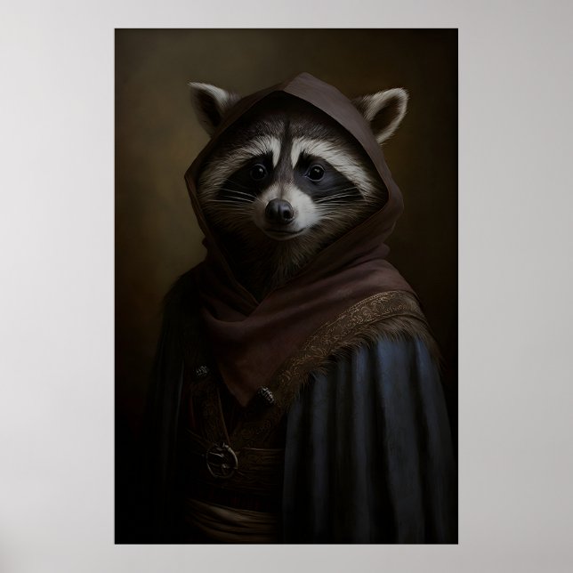 Gothic Racoon Art Print Victorian Rogue Animal (Front)