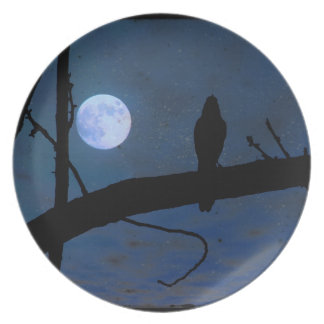 Gothic Raven Black Bird & Blue Moon 10" Plate Dish