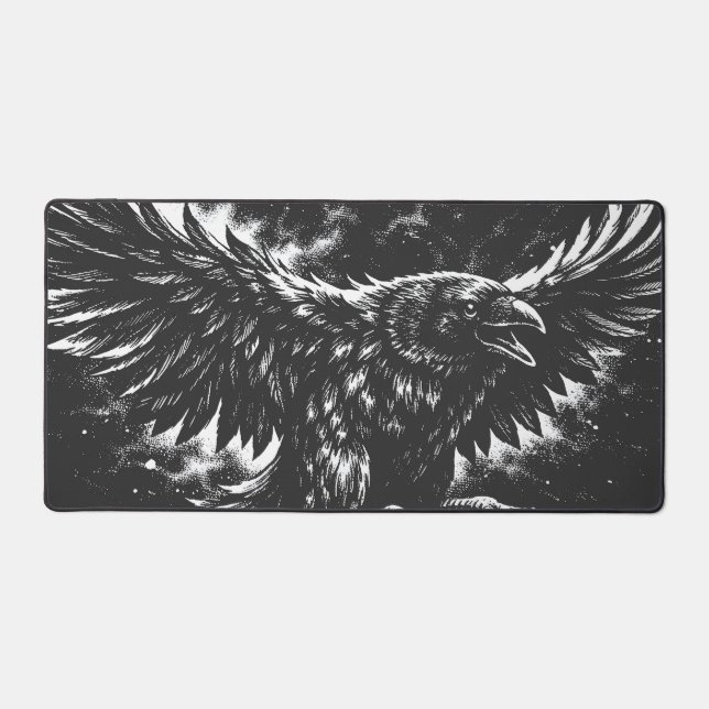 Gothic Raven – by BurnsInHell Desk Mat (Front)