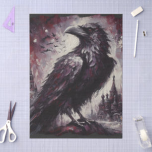 Gothic Raven Crow Bird Black Grey Decoupage Tissue Paper